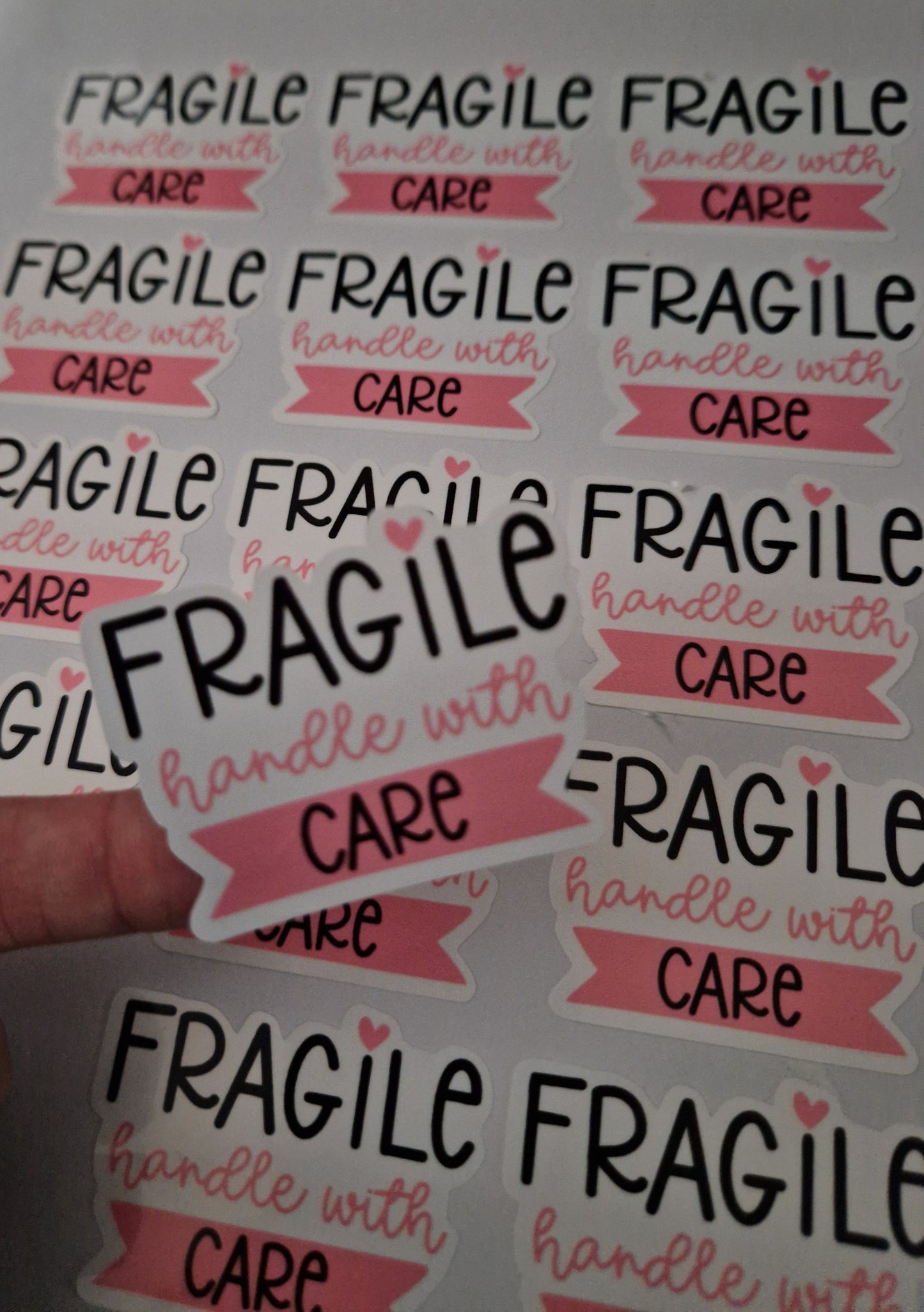 Fragile handle with care stickers - 1 sheet vinyl