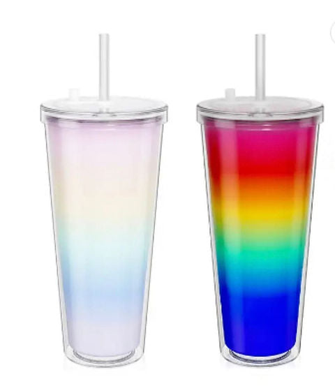 24oz double walled rainbow colour change tumbler