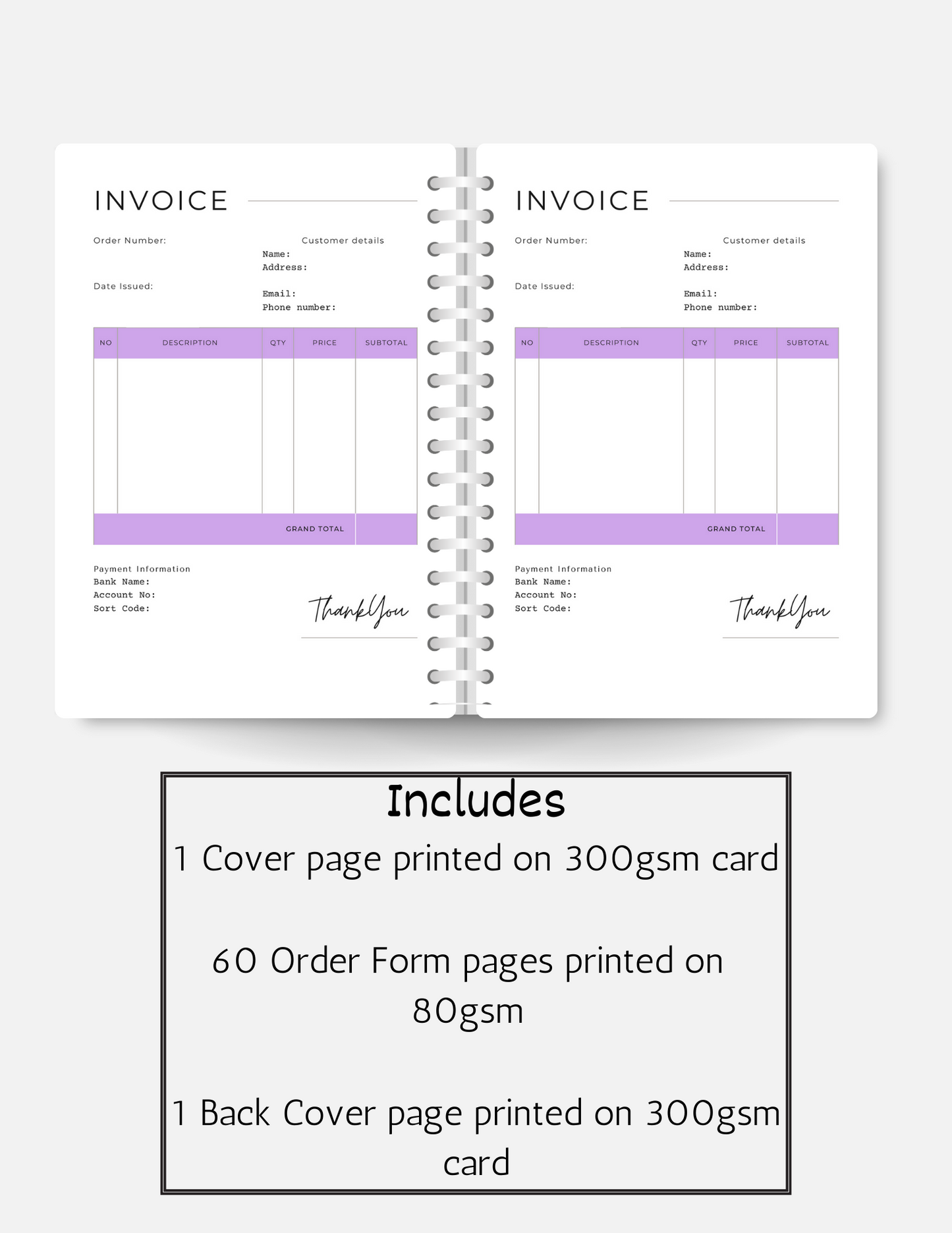 Purple Marble Invoice book - A5