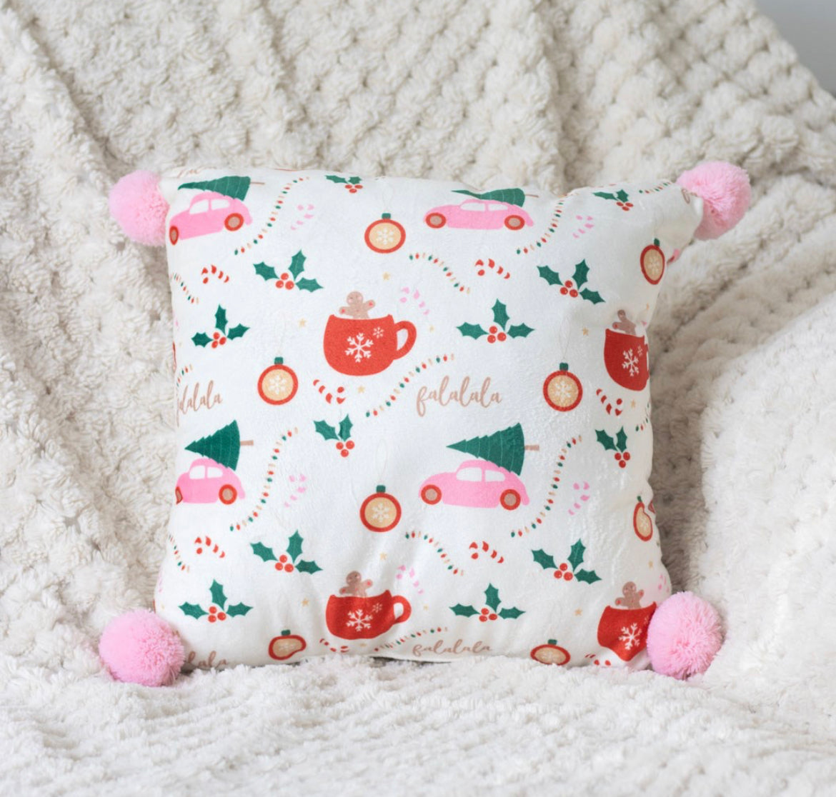 SQUARE SUGARPLUM FUN CHRISTMAS PRINT CUSHION