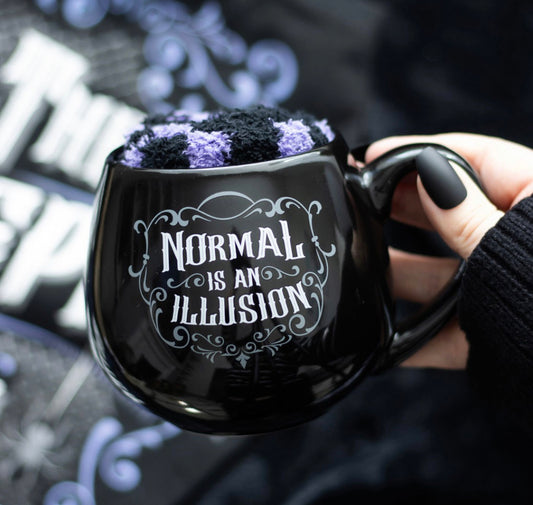 NORMAL IS AN ILLUSION GOTHIC MUG AND SOCKS SET