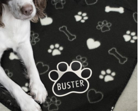 Personalised Dog Paw Print Fleece Blanket