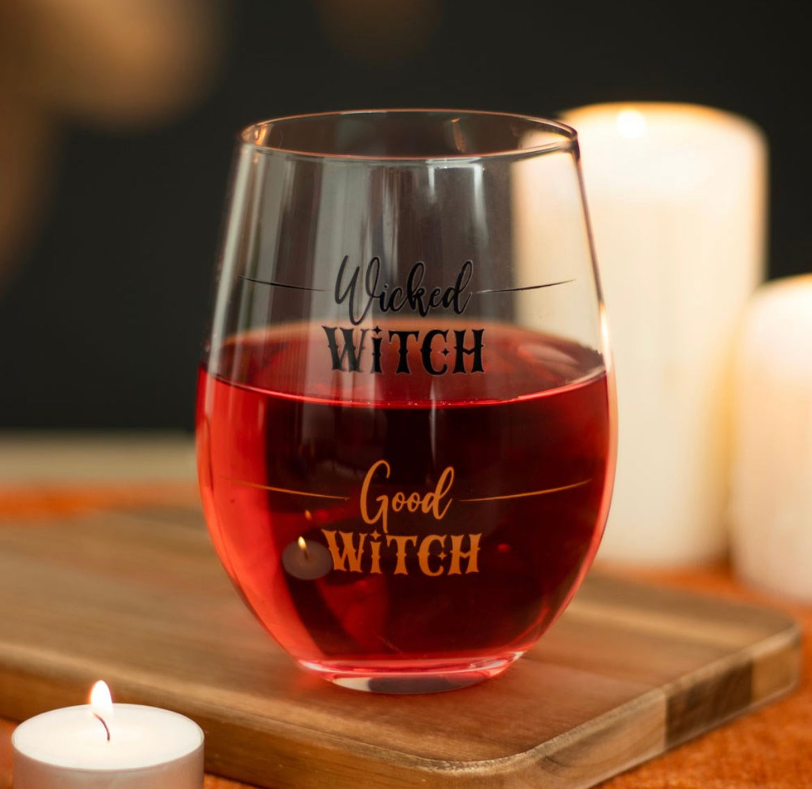 WICKED WITCH STEMLESS WINE GLASS