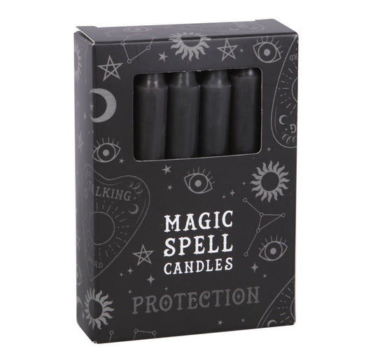 PACK OF 12 BLACK 'PROTECTION' SPELL CANDLES