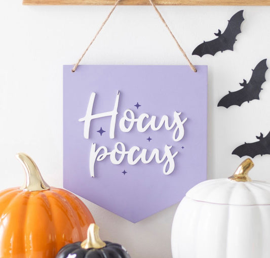 PURPLE HOCUS POCUS HANGING SIGN