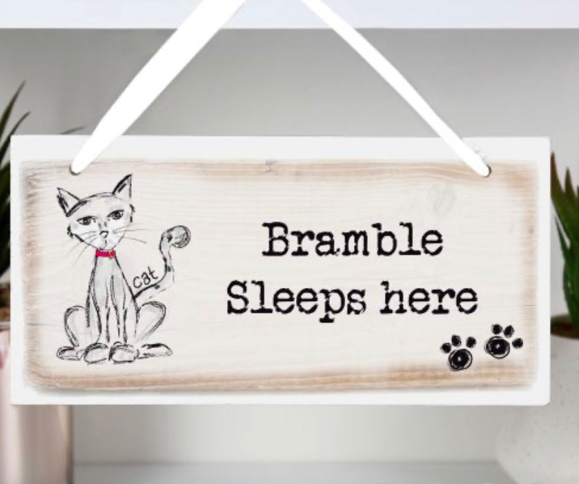 Personalised Cat Wooden Sign