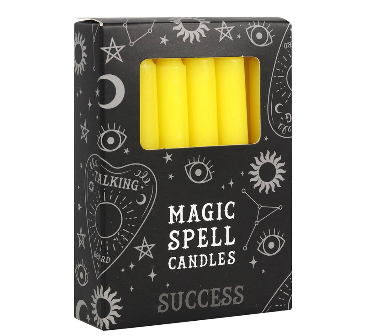 PACK OF 12 YELLOW 'SUCCESS' SPELL CANDLES