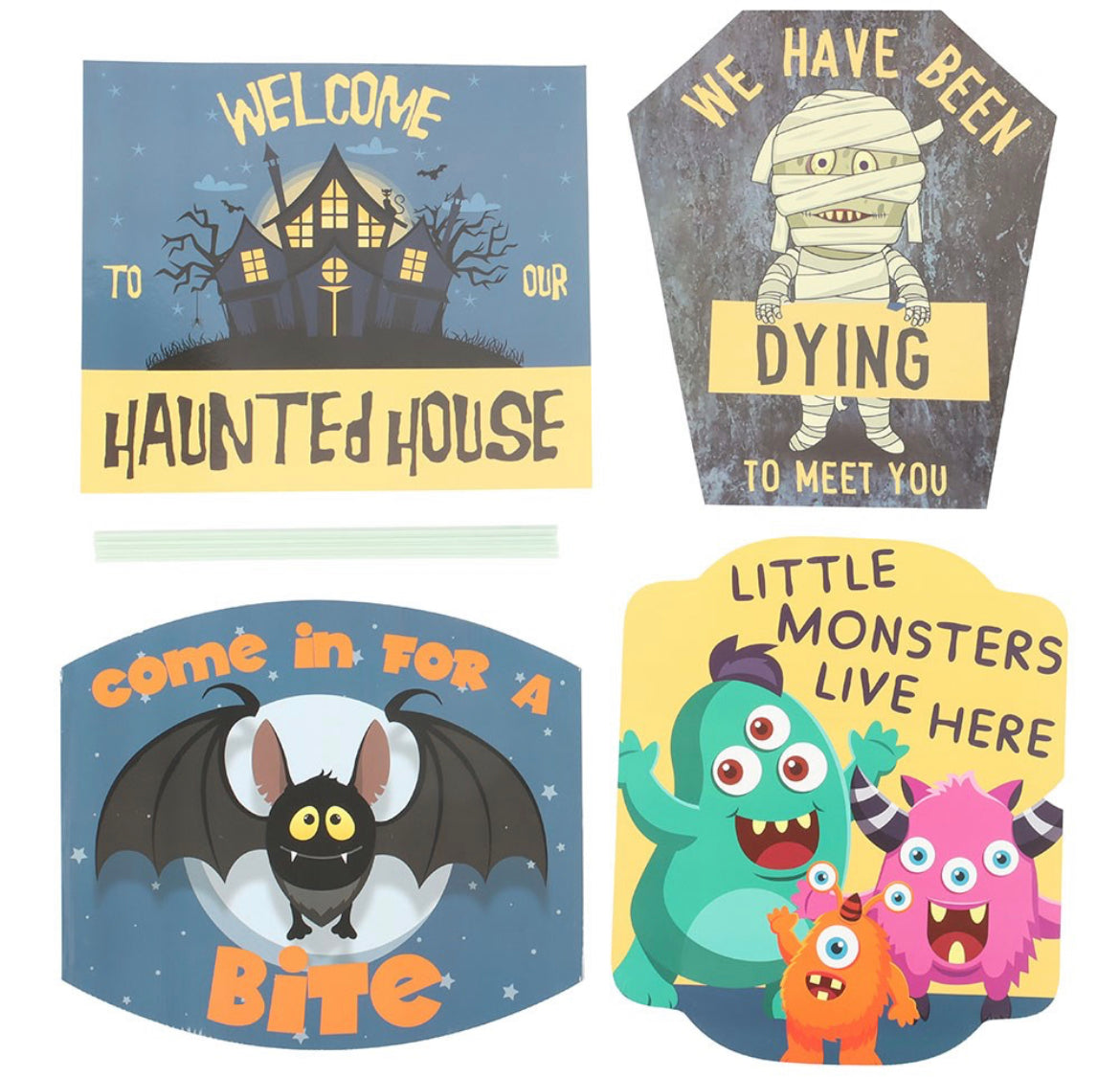 SET OF 4 GARDEN HALLOWEEN SIGNS