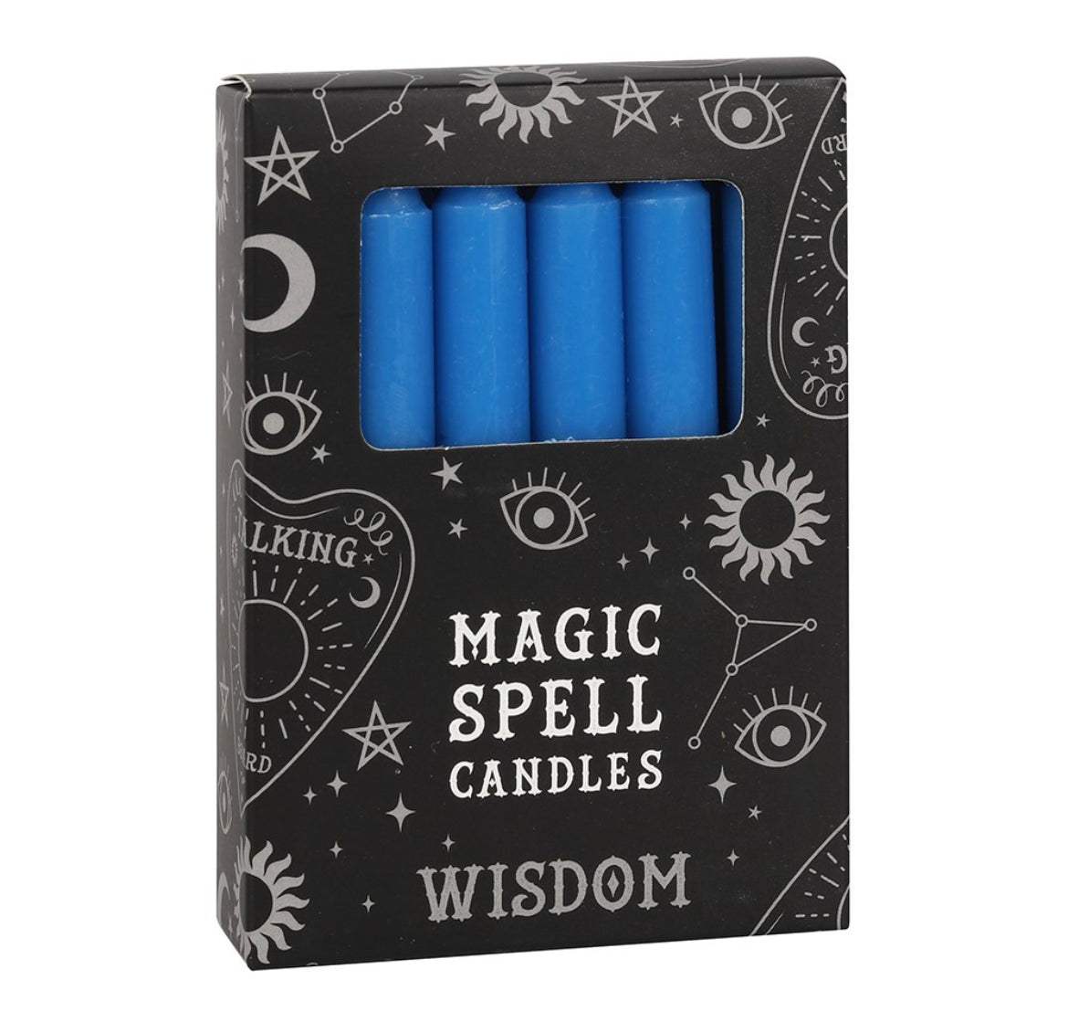 PACK OF 12 BLUE 'WISDOM' SPELL CANDLES