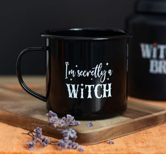 I'M SECRETLY A WITCH ENAMEL MUG