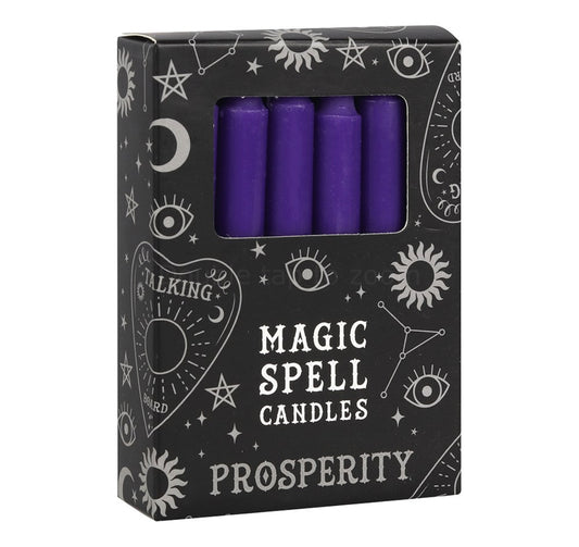 PACK OF 12 PURPLE 'PROSPERITY' SPELL CANDLES