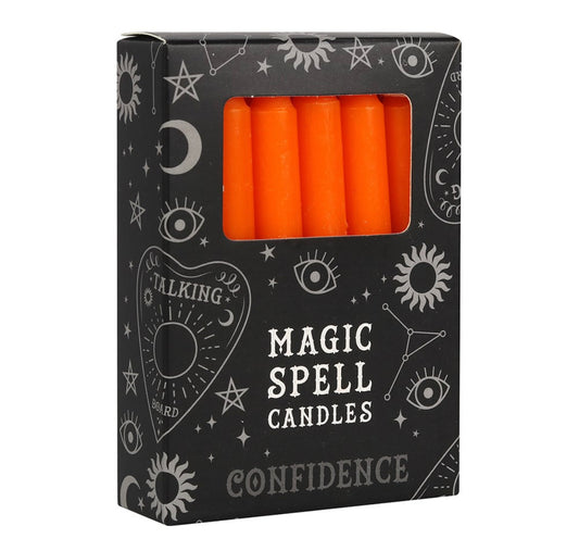 PACK OF 12 ORANGE 'CONFIDENCE' SPELL CANDLES