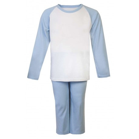 Light Blue and White Long Raglan Sleeve Pyjama Set