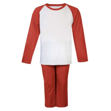 Red and White Long Raglan Sleeve Pyjama Set