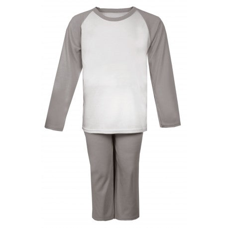 Grey and White Long Raglan Sleeve Pyjama Set