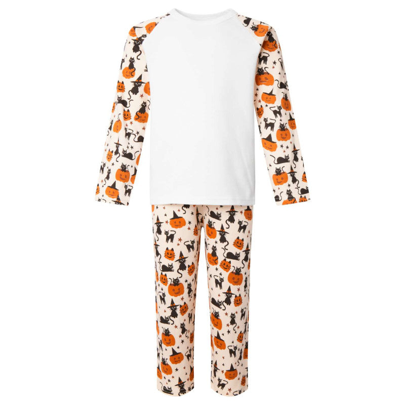 Pumpkin & Cats Print Long Raglan Sleeve Pyjama Set