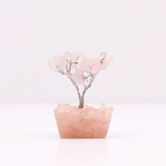 Mini Gemstone Tree On Orgonite Base - Rose Quartz (15 stones)