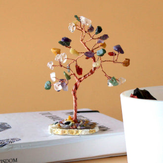 Gemstone Tree - Multi Stones on Natural Agate Base (35 stones)