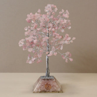 Gemstone Tree with Organite Base - 320 Stone - Rose Quartz