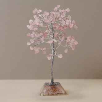 Gemstone Tree with Organite Base - 160 Stone - Rose Quartz