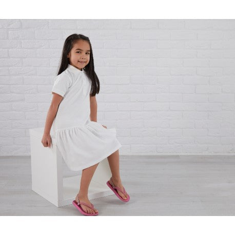 Girls Polo Dress in White