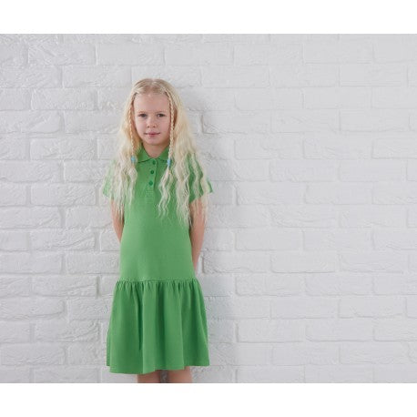 Girls Polo Dress in Meadow Green