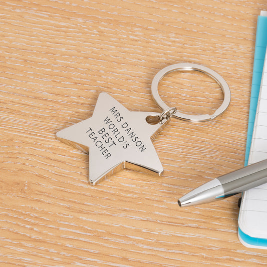 Worlds Best Teacher Star Key Ring