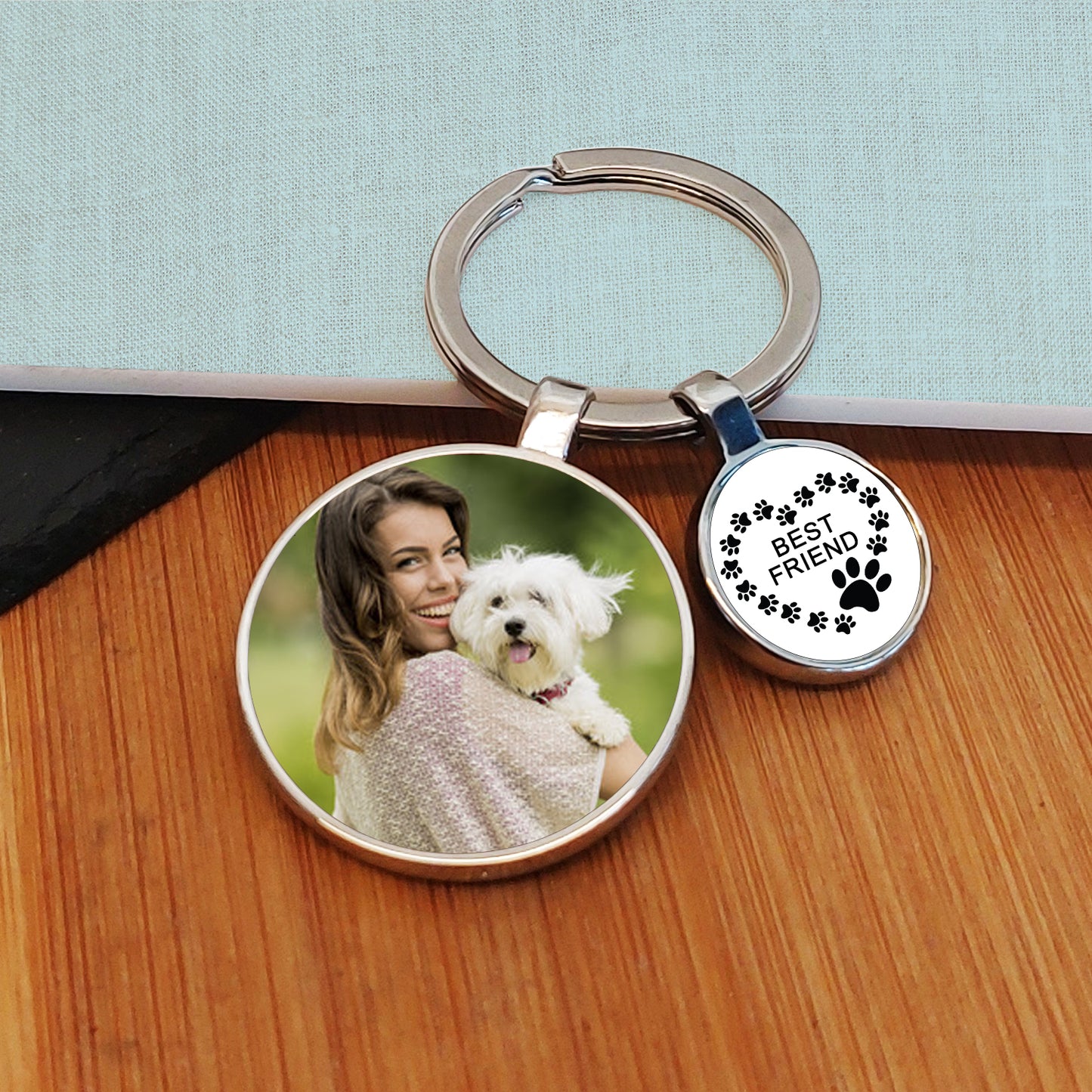 Best Friend Charm Photo Upload Key Ring