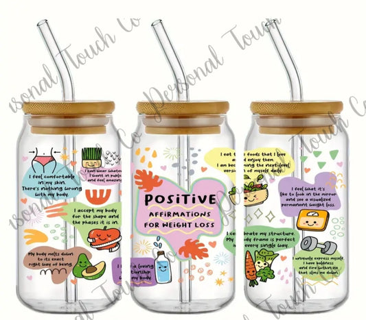 Positive affirmations for weight loss glass cup