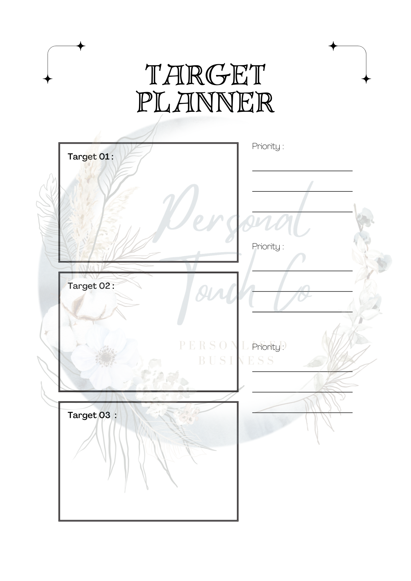 Daily, weekly and monthly planner with target planner